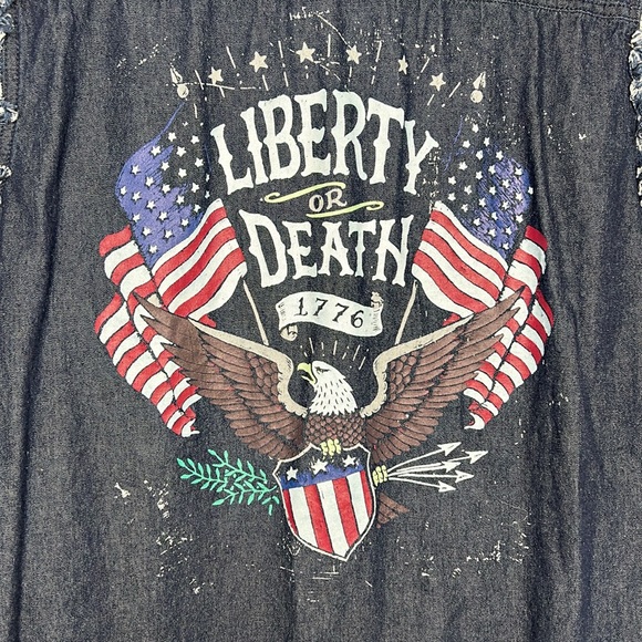 Black Canyon Outfitters Bald Eagle America Trucker Denim Vest Shirt - Picture 5 of 5